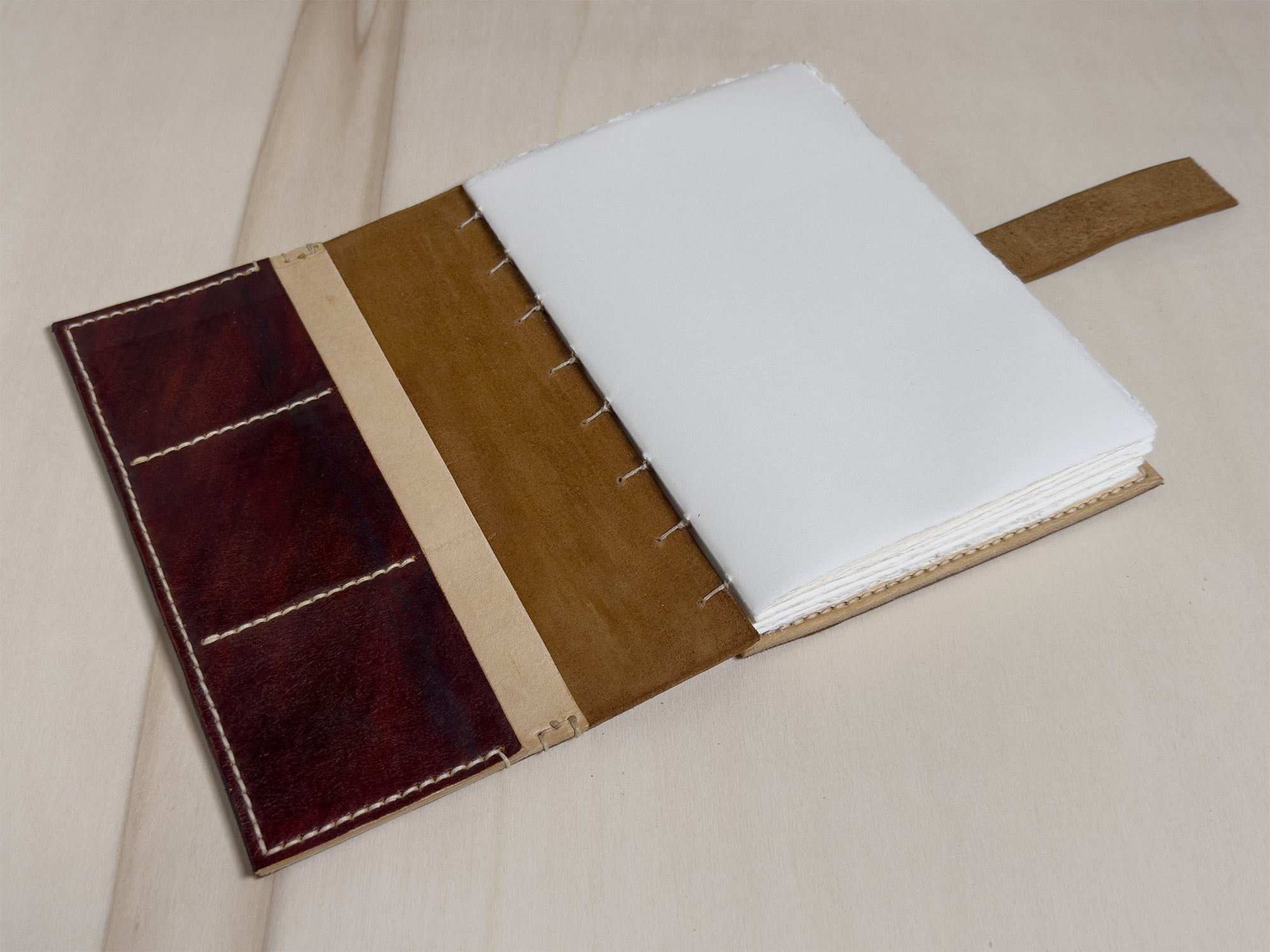 Taccuino A5 "Il Viandante" in Pelle | con Carta di Amalfi | Soffio Artigiano